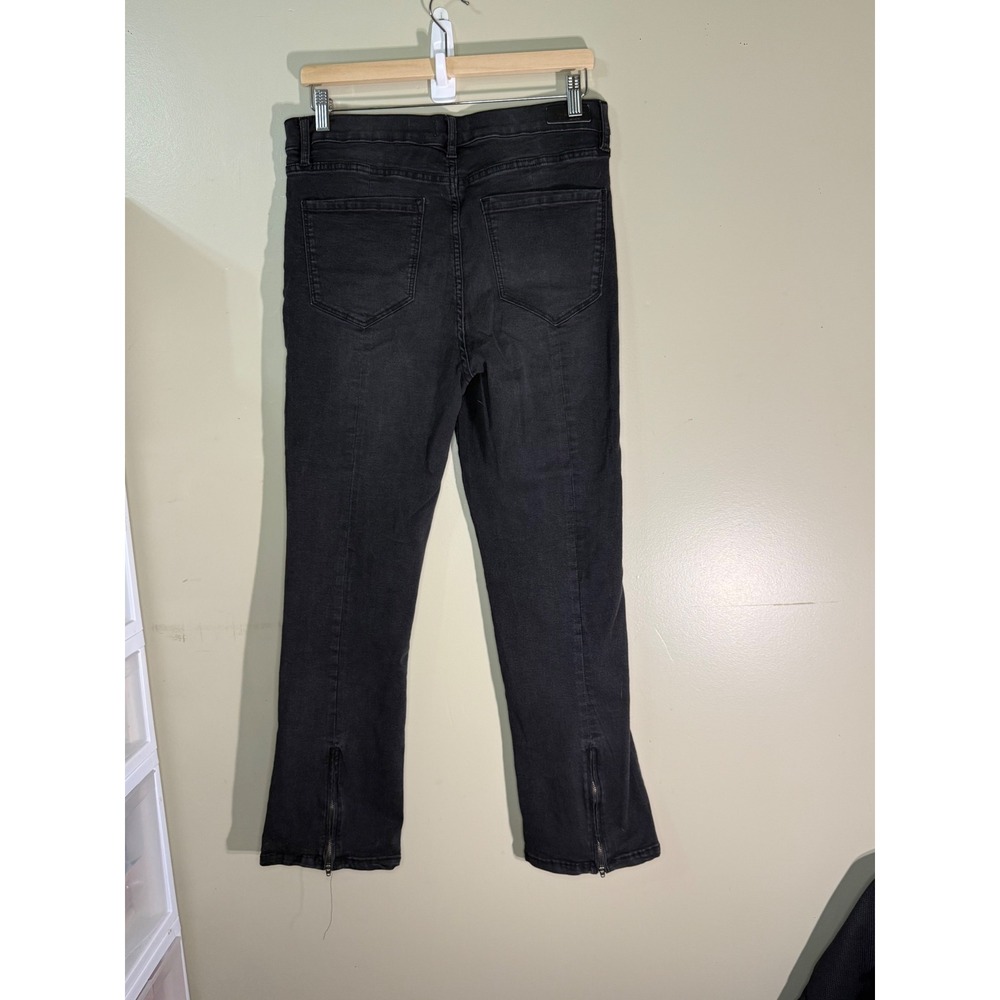 Nicole Miller Soho High Rise Skinny Boot Jeans Black Ankle Zip Size 12 - Picture 2 of 8